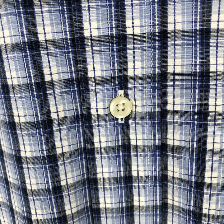 Ralph Lauren POLO by Ralph Lauren CUSTOM FIT long-sleeved button-down check shirt, men's size XL cotton navy blue type Vintage Second Hand