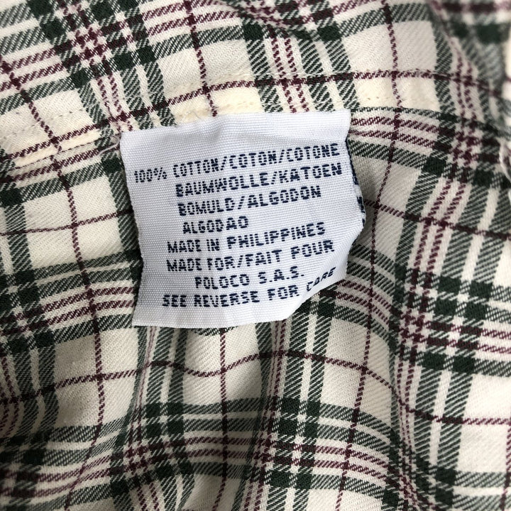 Ralph Lauren POLO by Ralph Lauren BLAKE long-sleeved button-down check shirt, men's size XL cotton Beige type Vintage Second Hand