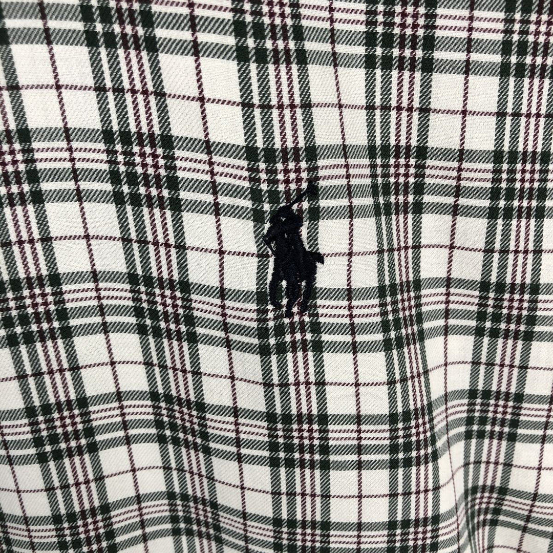 Ralph Lauren POLO by Ralph Lauren BLAKE long-sleeved button-down check shirt, men's size XL cotton Beige type Vintage Second Hand