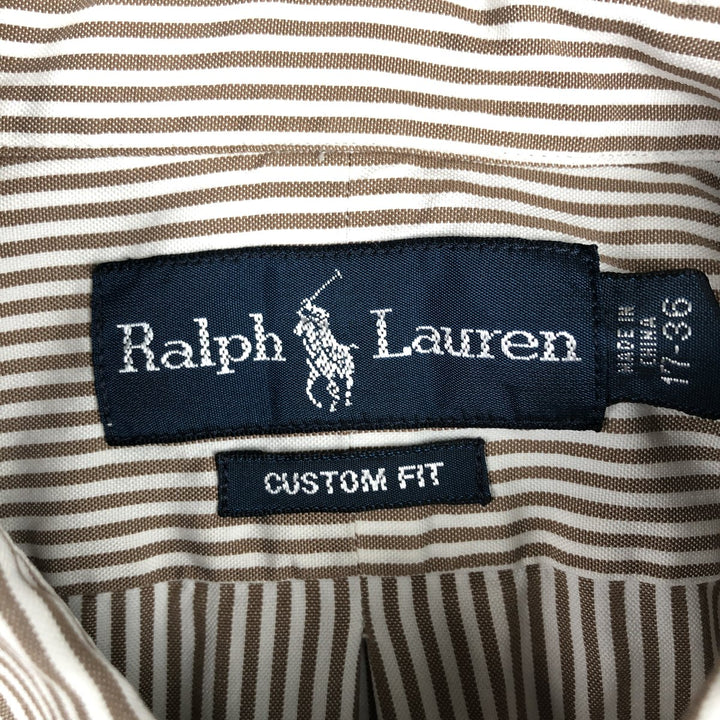 Ralph Lauren CUSTOM FIT long sleeve button down striped shirt men's XL size cotton brown type Vintage Second Hand