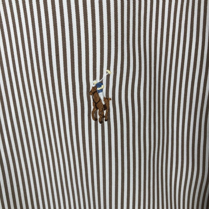 Ralph Lauren CUSTOM FIT long sleeve button down striped shirt men's XL size cotton brown type Vintage Second Hand