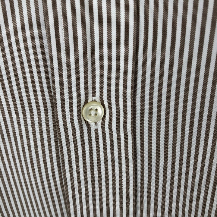 Ralph Lauren CUSTOM FIT long sleeve button down striped shirt men's XL size cotton brown type Vintage Second Hand