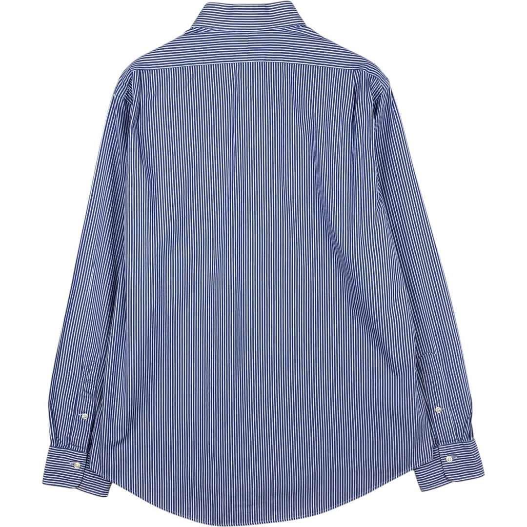 Ralph Lauren REGENT CUSTOM FIT Long-Sleeve Cotton Stripe Shirt, Men's Size L (approx.) cotton Navy blue Vintage Second Hand