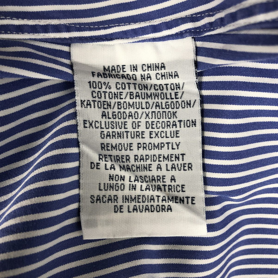 Ralph Lauren REGENT CUSTOM FIT Long-Sleeve Cotton Stripe Shirt, Men's Size L (approx.) cotton Navy blue Vintage Second Hand