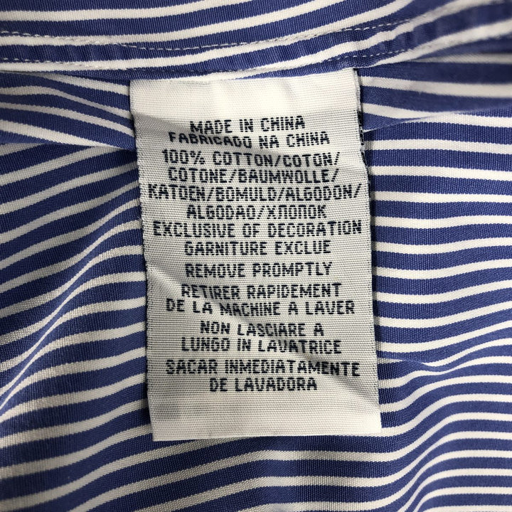 Ralph Lauren REGENT CUSTOM FIT Long-Sleeve Cotton Stripe Shirt, Men's Size L (approx.) cotton Navy blue Vintage Second Hand