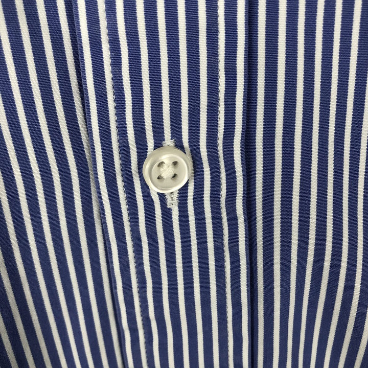 Ralph Lauren REGENT CUSTOM FIT Long-Sleeve Cotton Stripe Shirt, Men's Size L (approx.) cotton Navy blue Vintage Second Hand