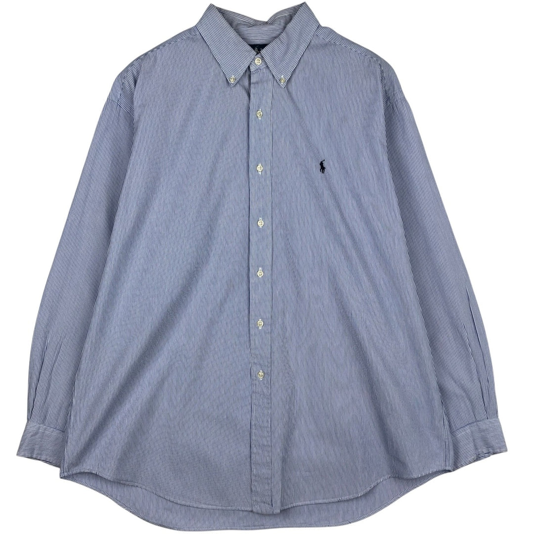 Ralph Lauren BLAKE long sleeve button-down striped shirt, men's size XL cotton navy blue type Vintage Second Hand