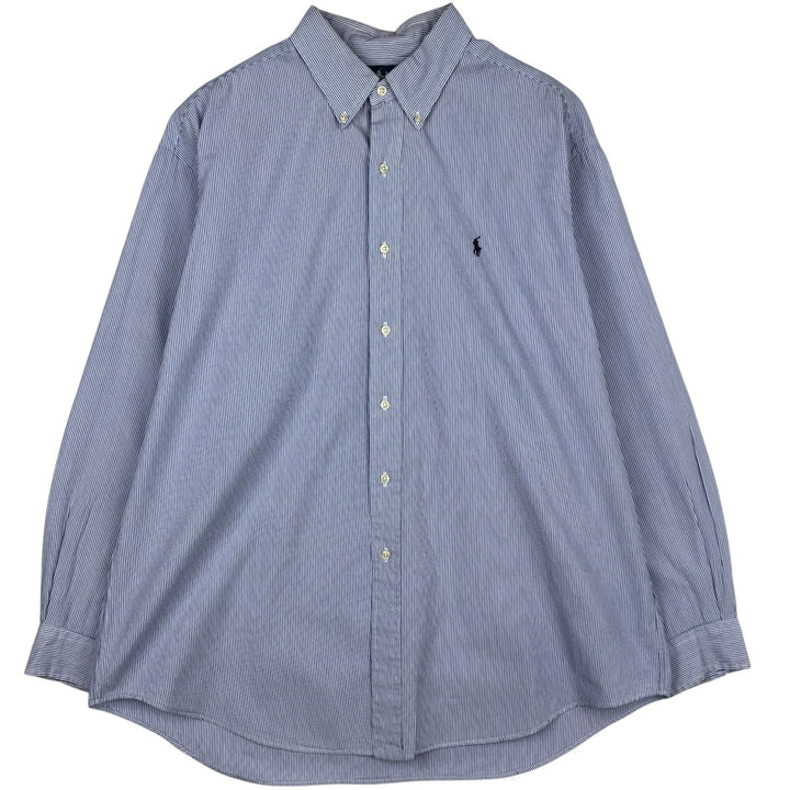 Ralph Lauren BLAKE long sleeve button-down striped shirt, men's size XL cotton navy blue type Vintage Second Hand
