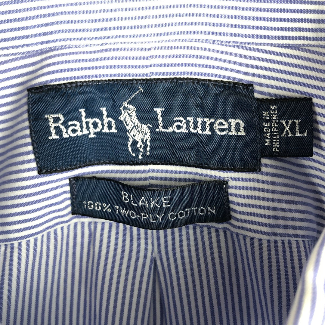Ralph Lauren BLAKE long sleeve button-down striped shirt, men's size XL cotton navy blue type Vintage Second Hand