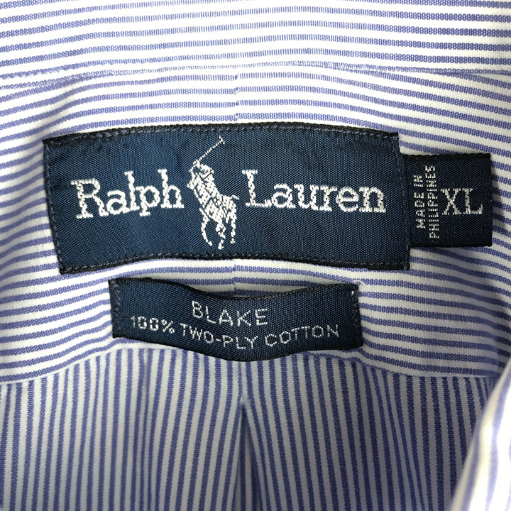 Ralph Lauren BLAKE long sleeve button-down striped shirt, men's size XL cotton navy blue type Vintage Second Hand