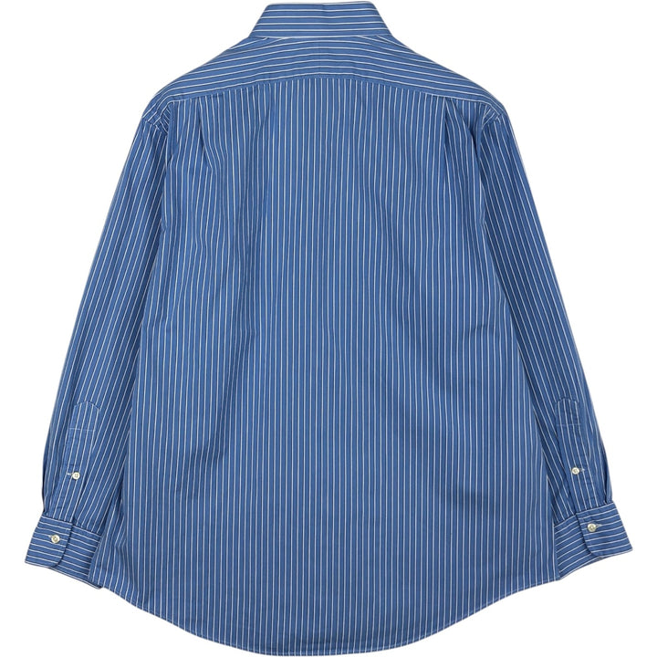 Ralph Lauren CUSTOM FIT Wide Collar Long Sleeve Cotton Stripe Shirt, Men's Size L (approx.) cotton blue type Vintage Second Hand