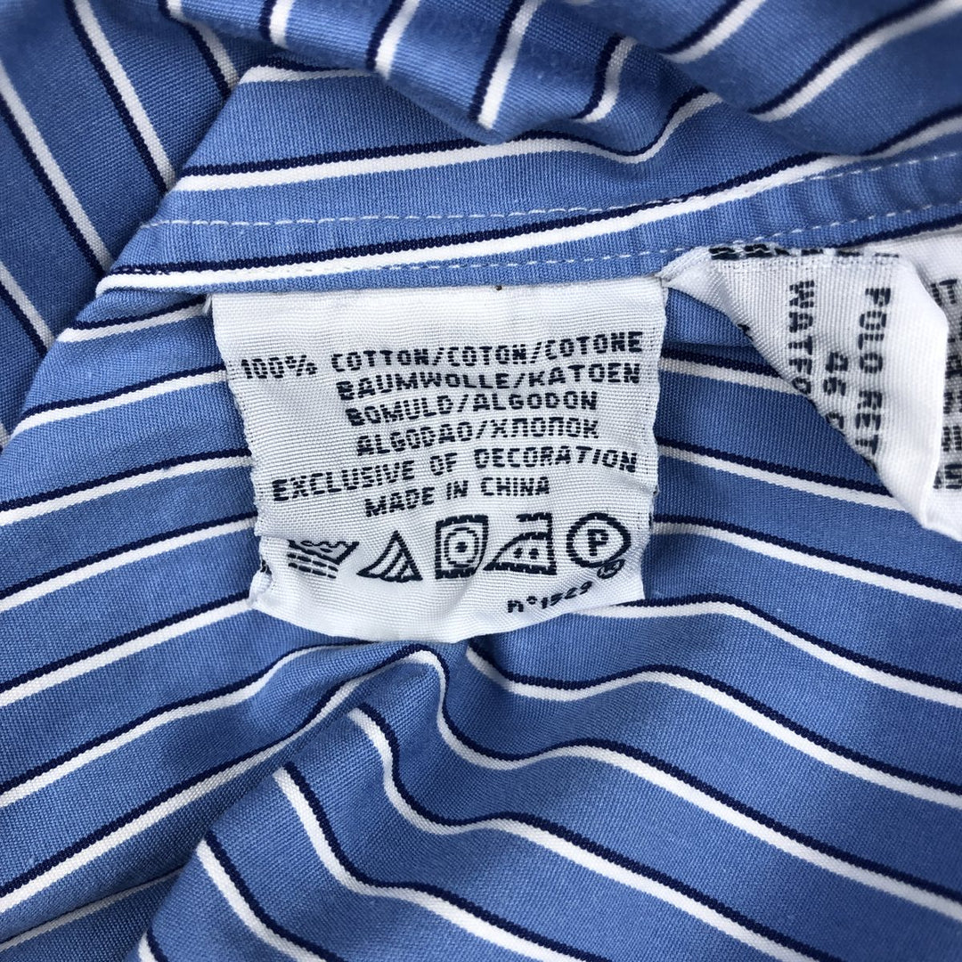 Ralph Lauren CUSTOM FIT Wide Collar Long Sleeve Cotton Stripe Shirt, Men's Size L (approx.) cotton blue type Vintage Second Hand
