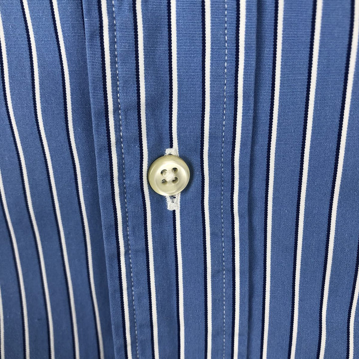 Ralph Lauren CUSTOM FIT Wide Collar Long Sleeve Cotton Stripe Shirt, Men's Size L (approx.) cotton blue type Vintage Second Hand