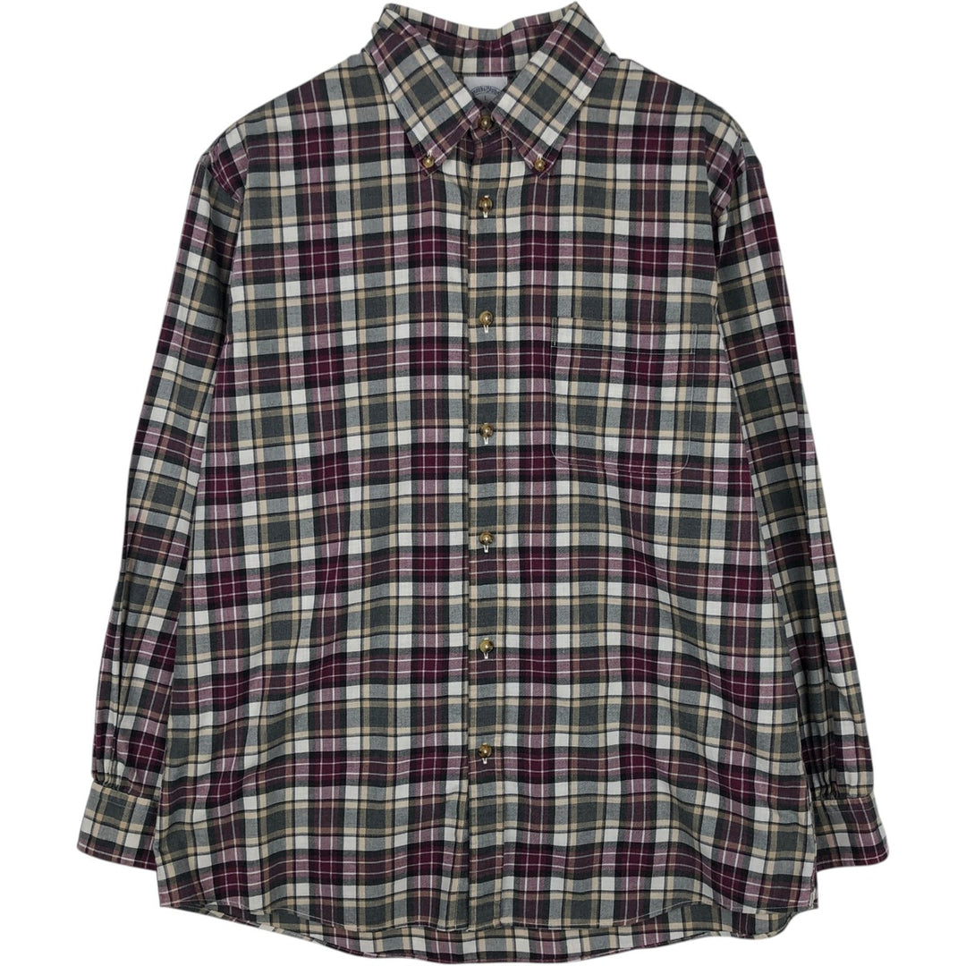 Brooks Brothers Est.1818 REGENT Short-Sleeve Button-Down Check Shirt, Men's Size L (approx.) cotton gray type Vintage Second Hand