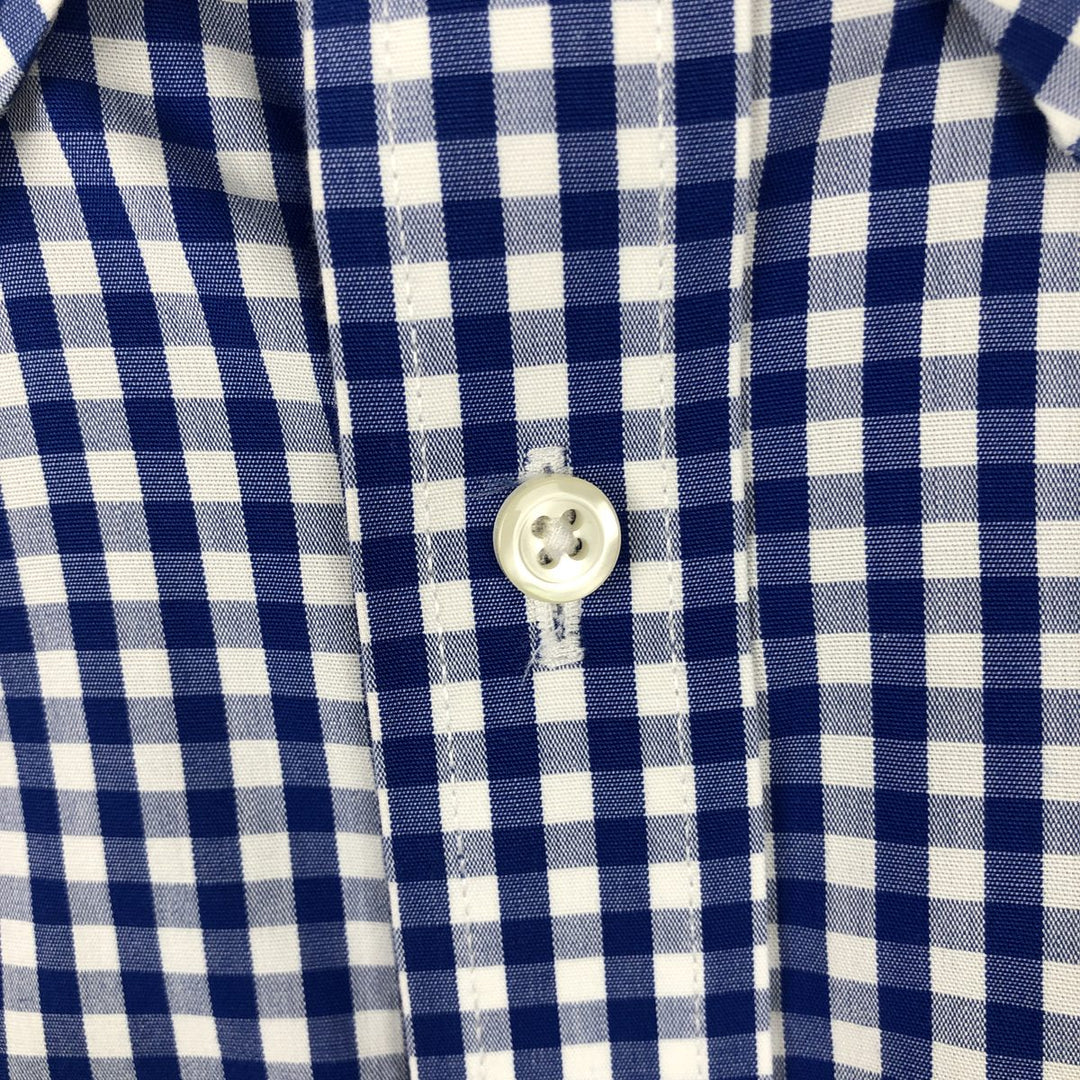 Brooks Brothers 1818 REGENT FIT Short-Sleeve Button-Down Check Shirt, Men's Size XL (approx.) cotton white type Vintage Second Hand