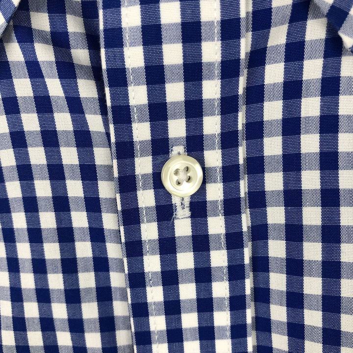 Brooks Brothers 1818 REGENT FIT Short-Sleeve Button-Down Check Shirt, Men's Size XL (approx.) cotton white type Vintage Second Hand