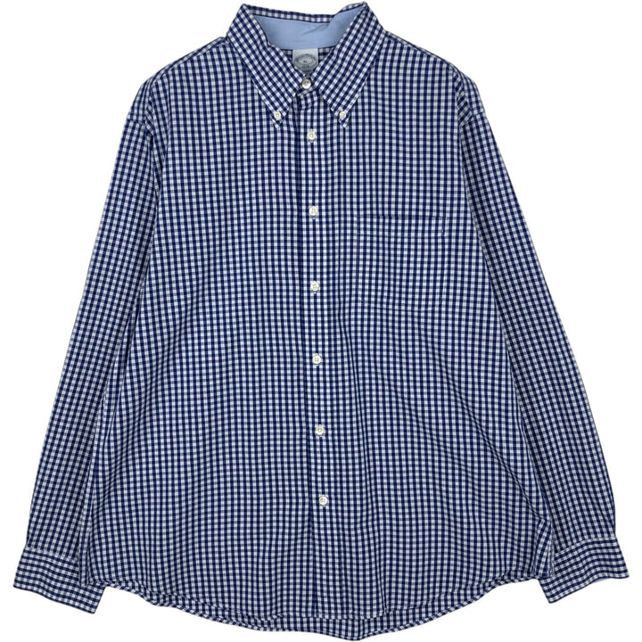 Brooks Brothers 1818 REGENT short sleeve button down check shirt, men's size XL cotton white type Vintage Second Hand