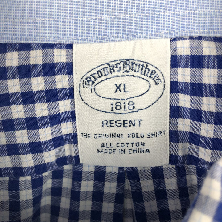 Brooks Brothers 1818 REGENT short sleeve button down check shirt, men's size XL cotton white type Vintage Second Hand