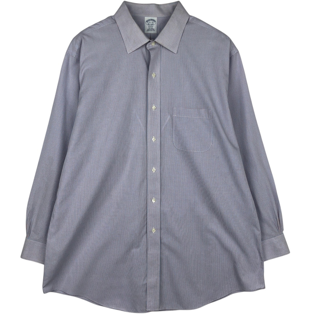 Brooks Brothers Est.1818 REGENT Long-Sleeve Cotton Check Shirt, Men's Size XL (approx.) Supima Cotton blue type Vintage Second Hand