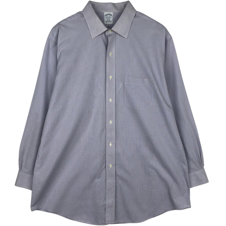 Brooks Brothers Est.1818 REGENT Long-Sleeve Cotton Check Shirt, Men's Size XL (approx.) Supima Cotton blue type Vintage Second Hand