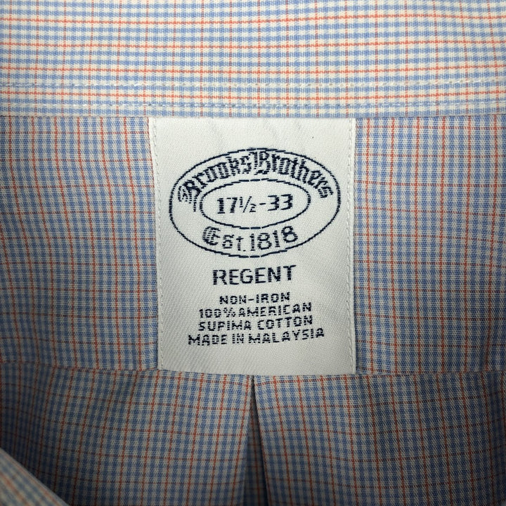 Brooks Brothers Est.1818 REGENT Long-Sleeve Cotton Check Shirt, Men's Size XL (approx.) Supima Cotton blue type Vintage Second Hand