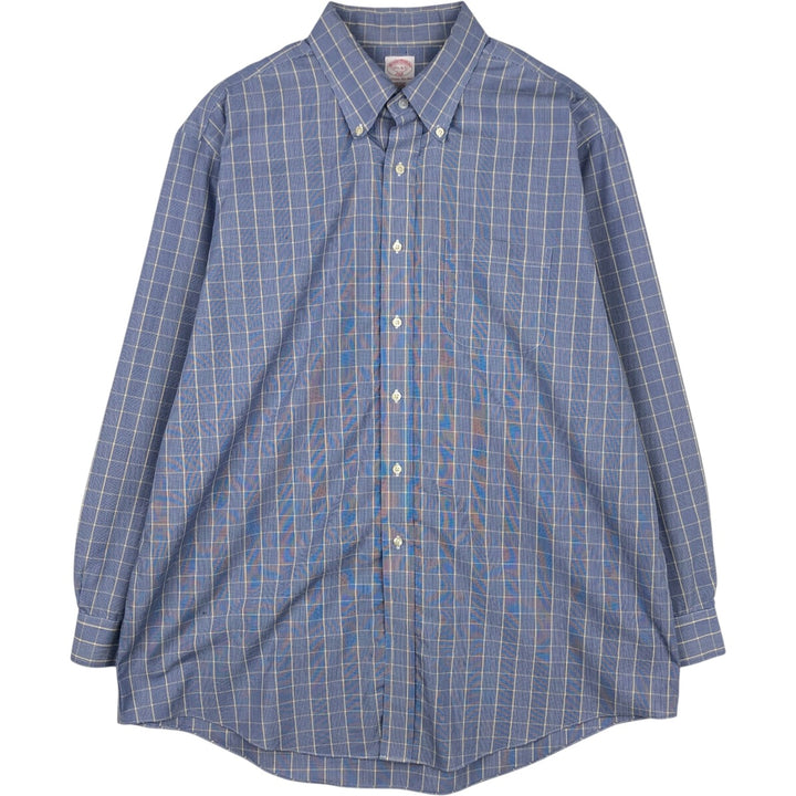 Brooks Brothers 346 short sleeve button down check shirt, men's size XL cotton blue type Vintage Second Hand