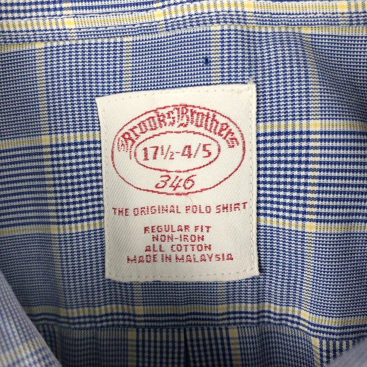 Brooks Brothers 346 short sleeve button down check shirt, men's size XL cotton blue type Vintage Second Hand