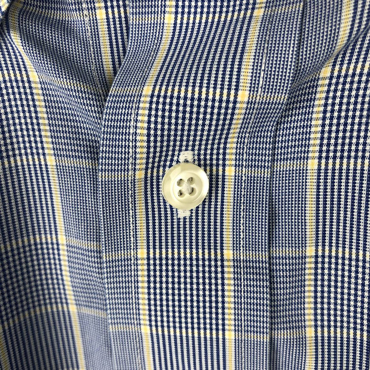 Brooks Brothers 346 short sleeve button down check shirt, men's size XL cotton blue type Vintage Second Hand