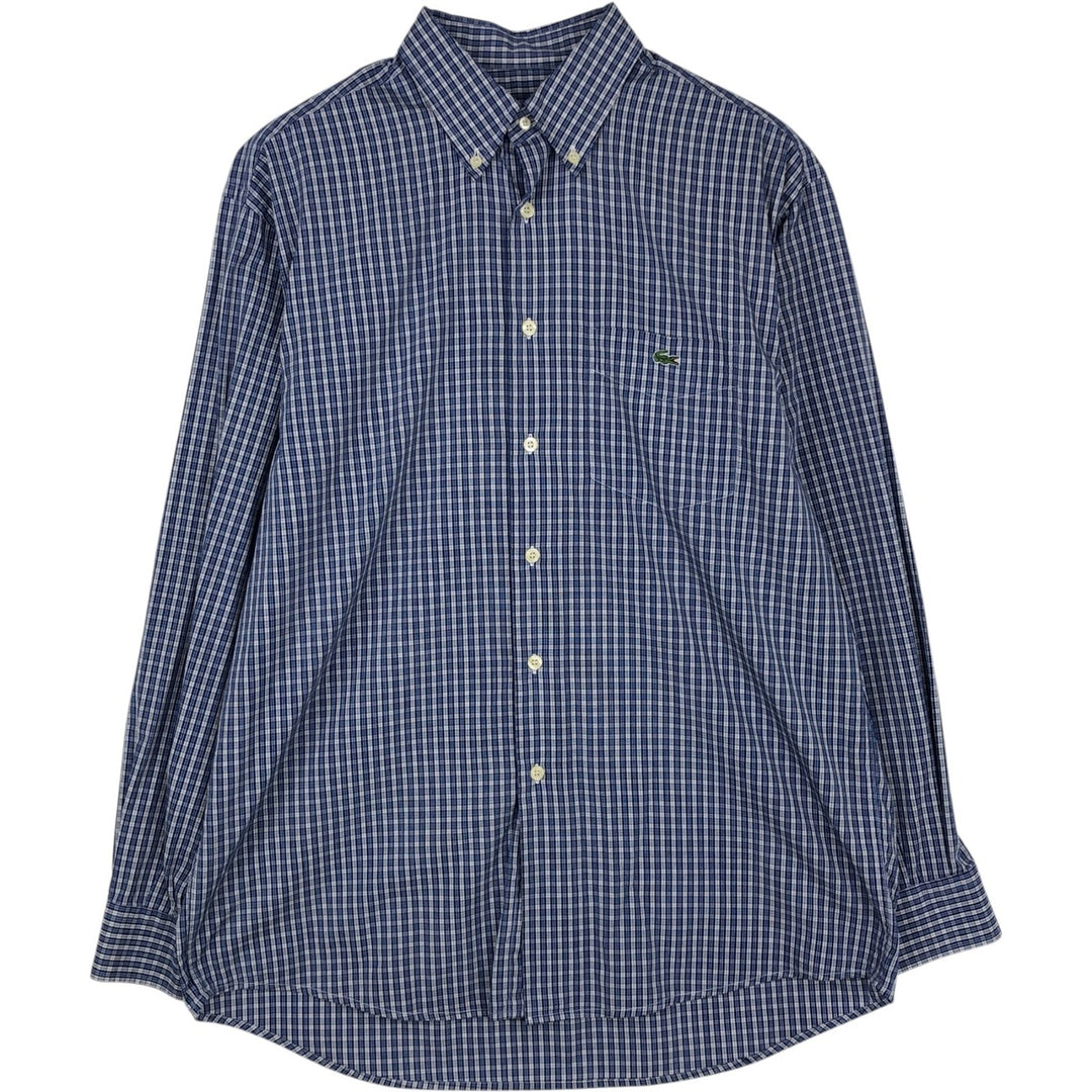 Lacoste long-sleeved button-down check shirt, men's size M (approx.) cotton blue type Vintage Second Hand