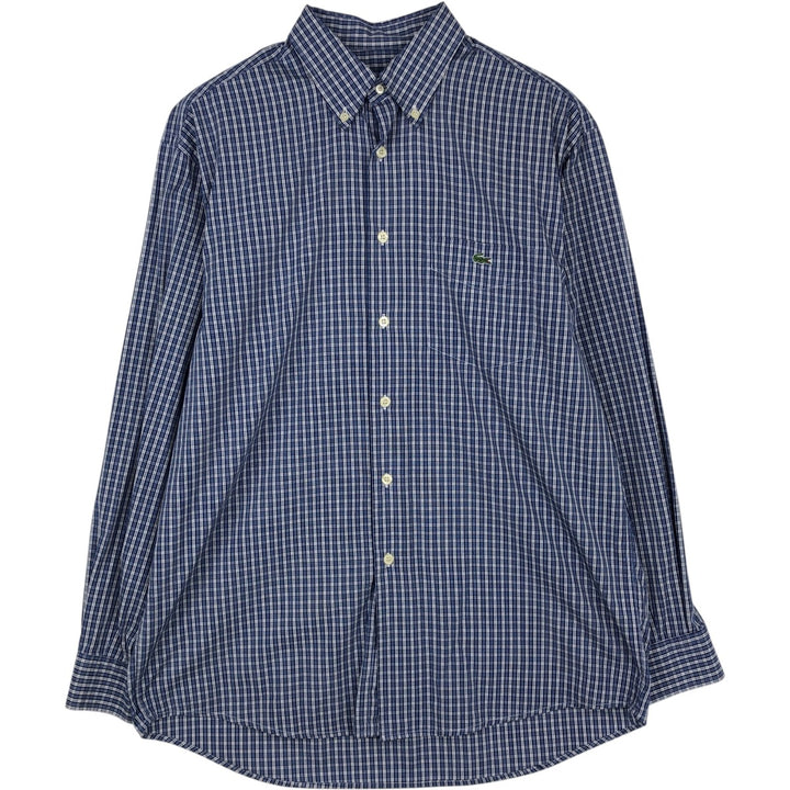 Lacoste long-sleeved button-down check shirt, men's size M (approx.) cotton blue type Vintage Second Hand