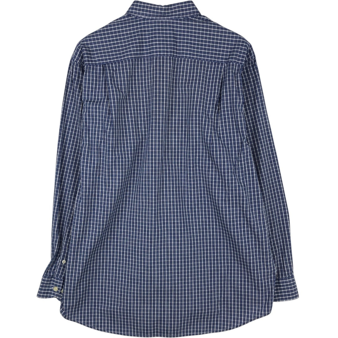 Lacoste long-sleeved button-down check shirt, men's size M (approx.) cotton blue type Vintage Second Hand