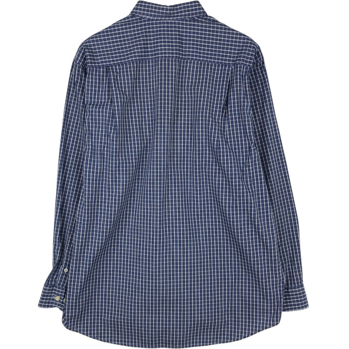 Lacoste long-sleeved button-down check shirt, men's size M (approx.) cotton blue type Vintage Second Hand