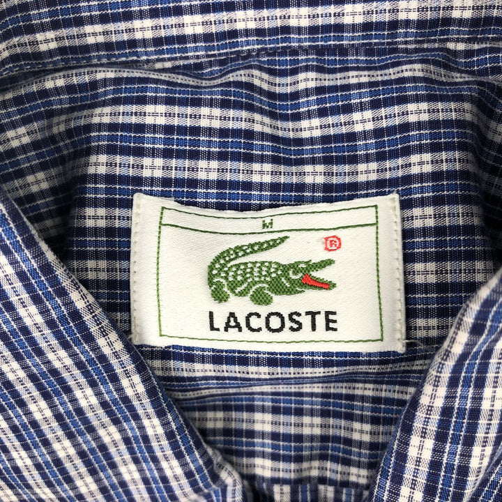 Lacoste long-sleeved button-down check shirt, men's size M (approx.) cotton blue type Vintage Second Hand