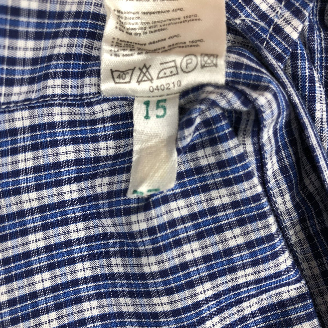Lacoste long-sleeved button-down check shirt, men's size M (approx.) cotton blue type Vintage Second Hand