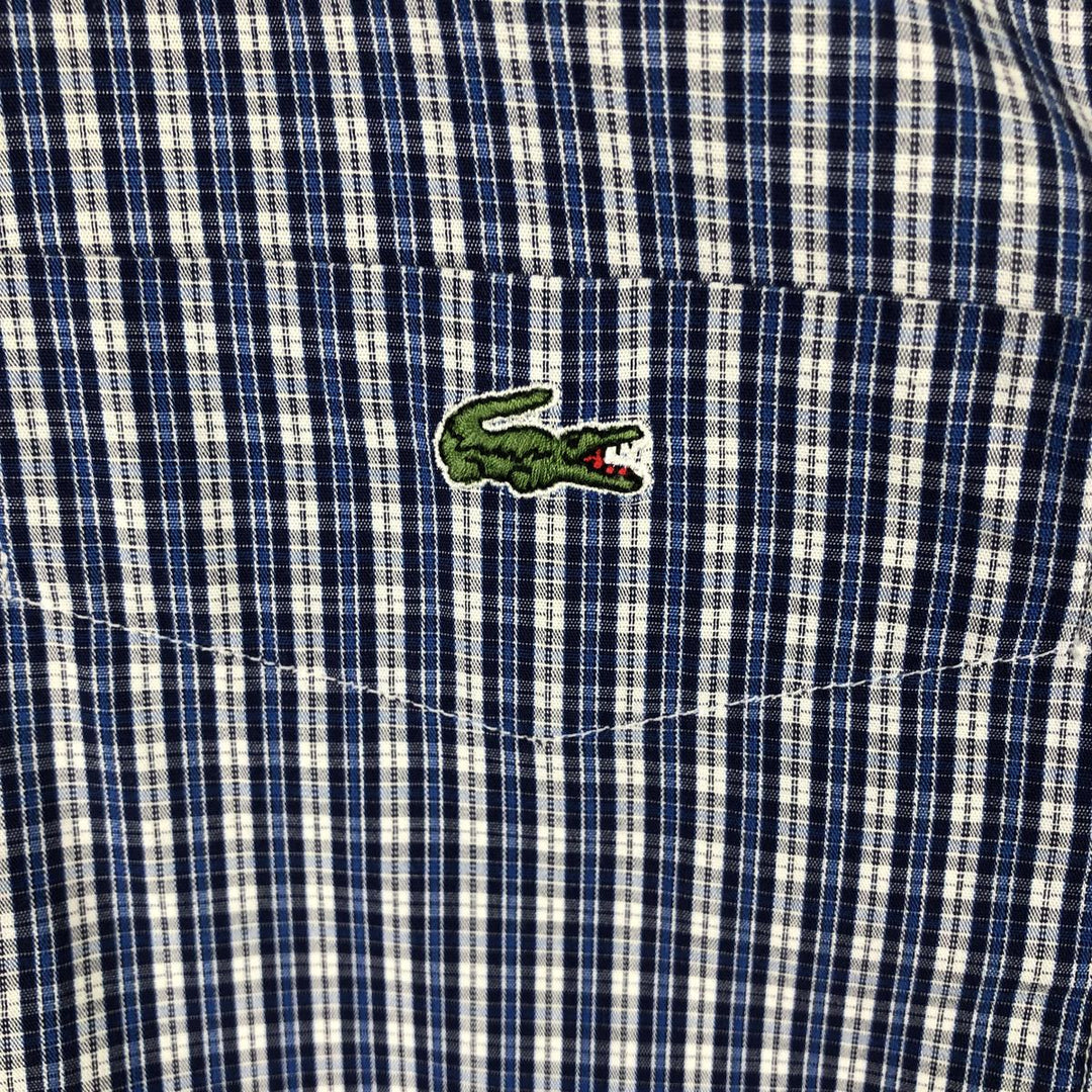 Lacoste long-sleeved button-down check shirt, men's size M (approx.) cotton blue type Vintage Second Hand