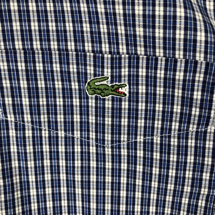 Lacoste long-sleeved button-down check shirt, men's size M (approx.) cotton blue type Vintage Second Hand