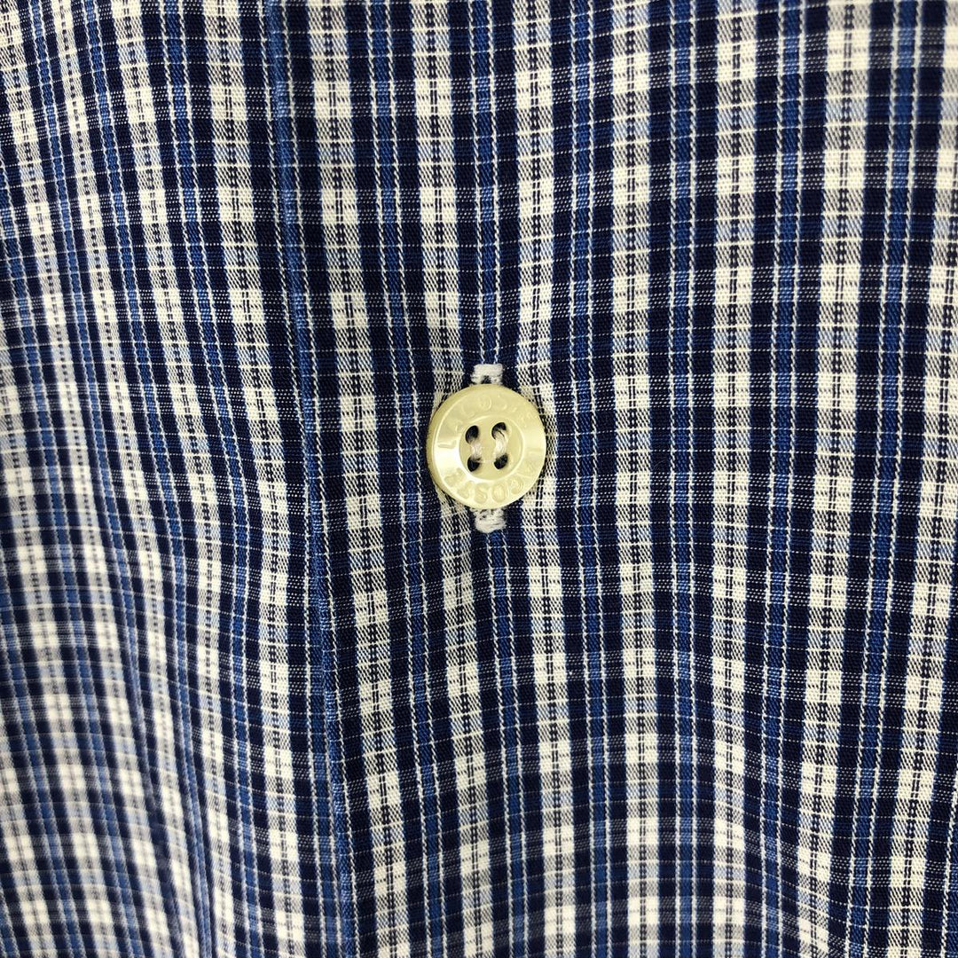Lacoste long-sleeved button-down check shirt, men's size M (approx.) cotton blue type Vintage Second Hand