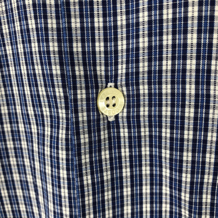 Lacoste long-sleeved button-down check shirt, men's size M (approx.) cotton blue type Vintage Second Hand