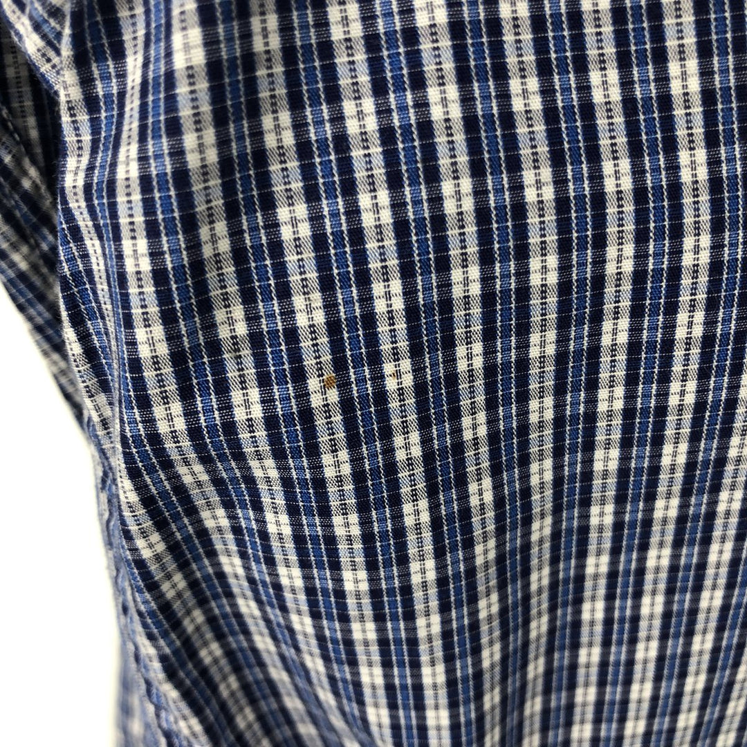 Lacoste long-sleeved button-down check shirt, men's size M (approx.) cotton blue type Vintage Second Hand