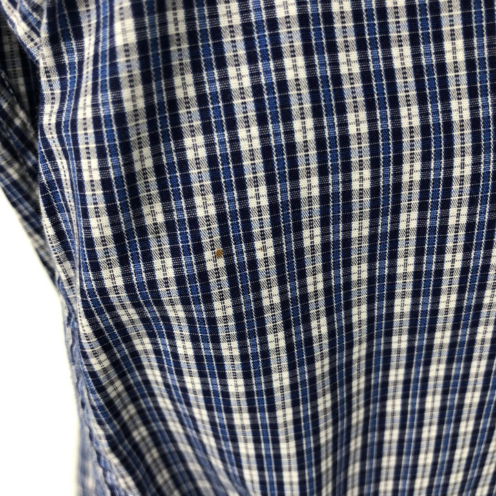 Lacoste long-sleeved button-down check shirt, men's size M (approx.) cotton blue type Vintage Second Hand
