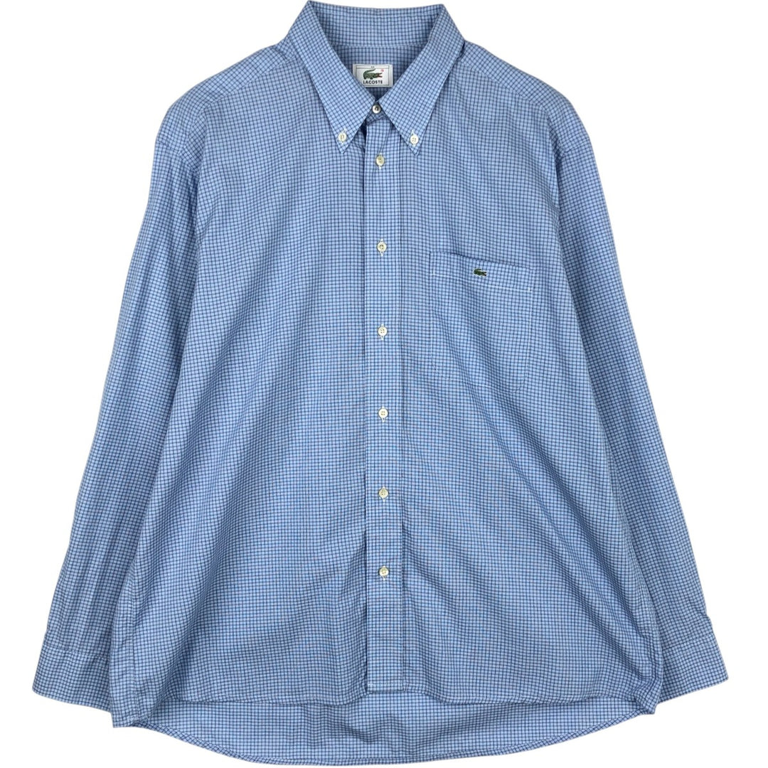 Lacoste LACOSTE Long Sleeve Button Down Check Shirt Men's Size L unclear blue type Vintage Second Hand