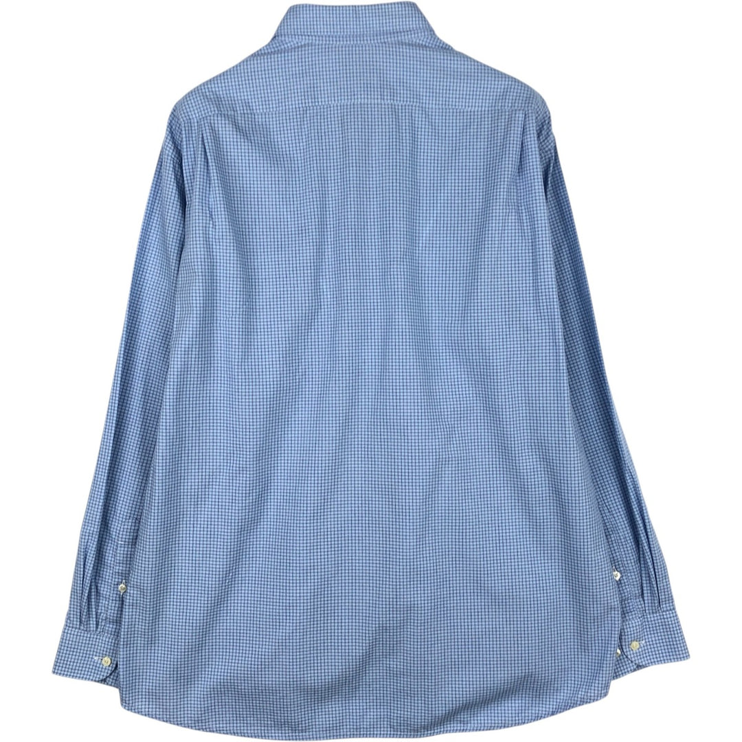 Lacoste LACOSTE Long Sleeve Button Down Check Shirt Men's Size L unclear blue type Vintage Second Hand
