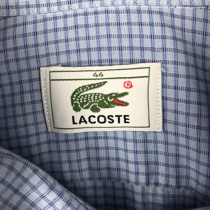 Lacoste LACOSTE Long Sleeve Button Down Check Shirt Men's Size L unclear blue type Vintage Second Hand