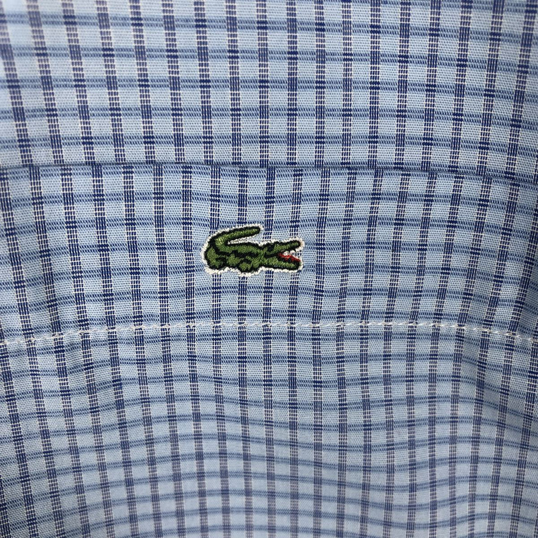 Lacoste LACOSTE Long Sleeve Button Down Check Shirt Men's Size L unclear blue type Vintage Second Hand