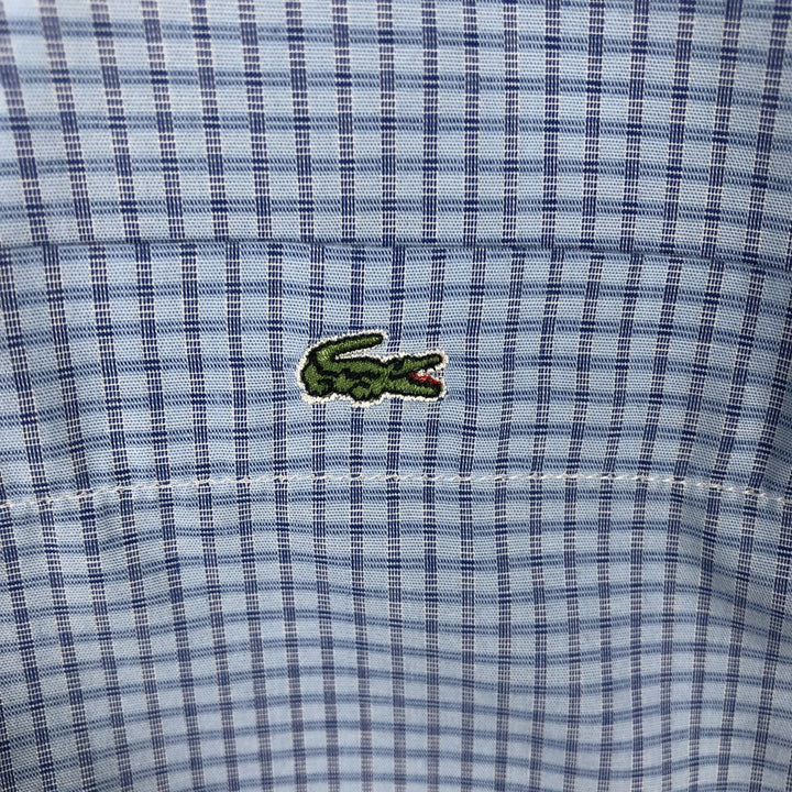 Lacoste LACOSTE Long Sleeve Button Down Check Shirt Men's Size L unclear blue type Vintage Second Hand