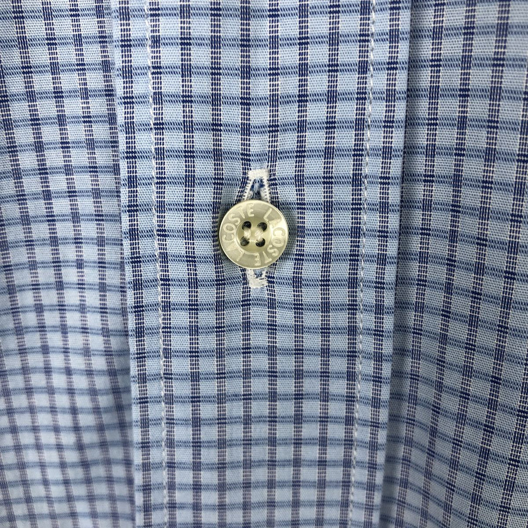 Lacoste LACOSTE Long Sleeve Button Down Check Shirt Men's Size L unclear blue type Vintage Second Hand
