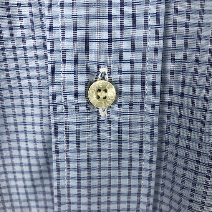 Lacoste LACOSTE Long Sleeve Button Down Check Shirt Men's Size L unclear blue type Vintage Second Hand