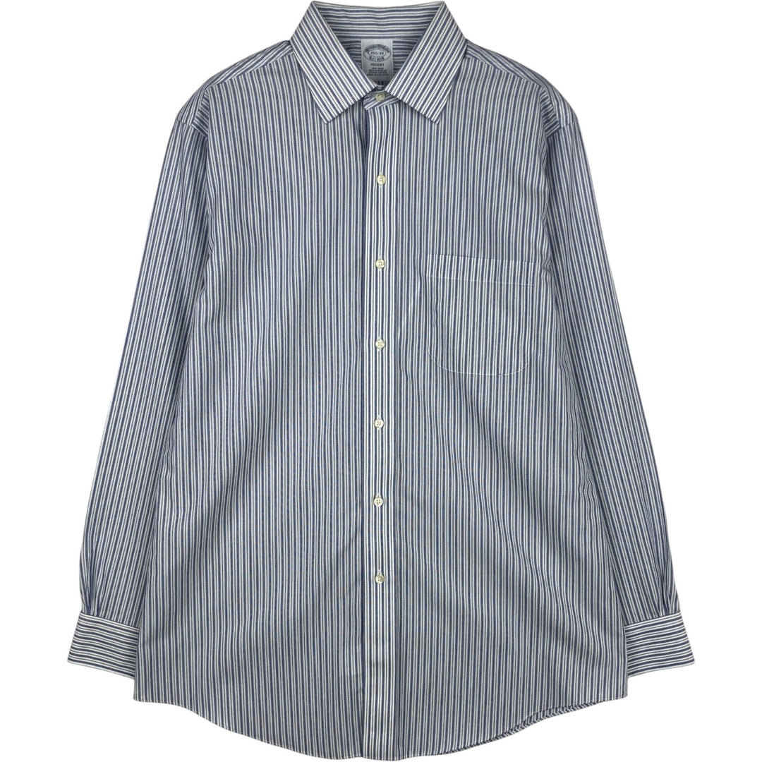 Brooks Brothers Est.1818 REGENT Short-Sleeve Button-Down Striped Shirt, Men's Size M (approx.) Supima Cotton white type Vintage Second Hand