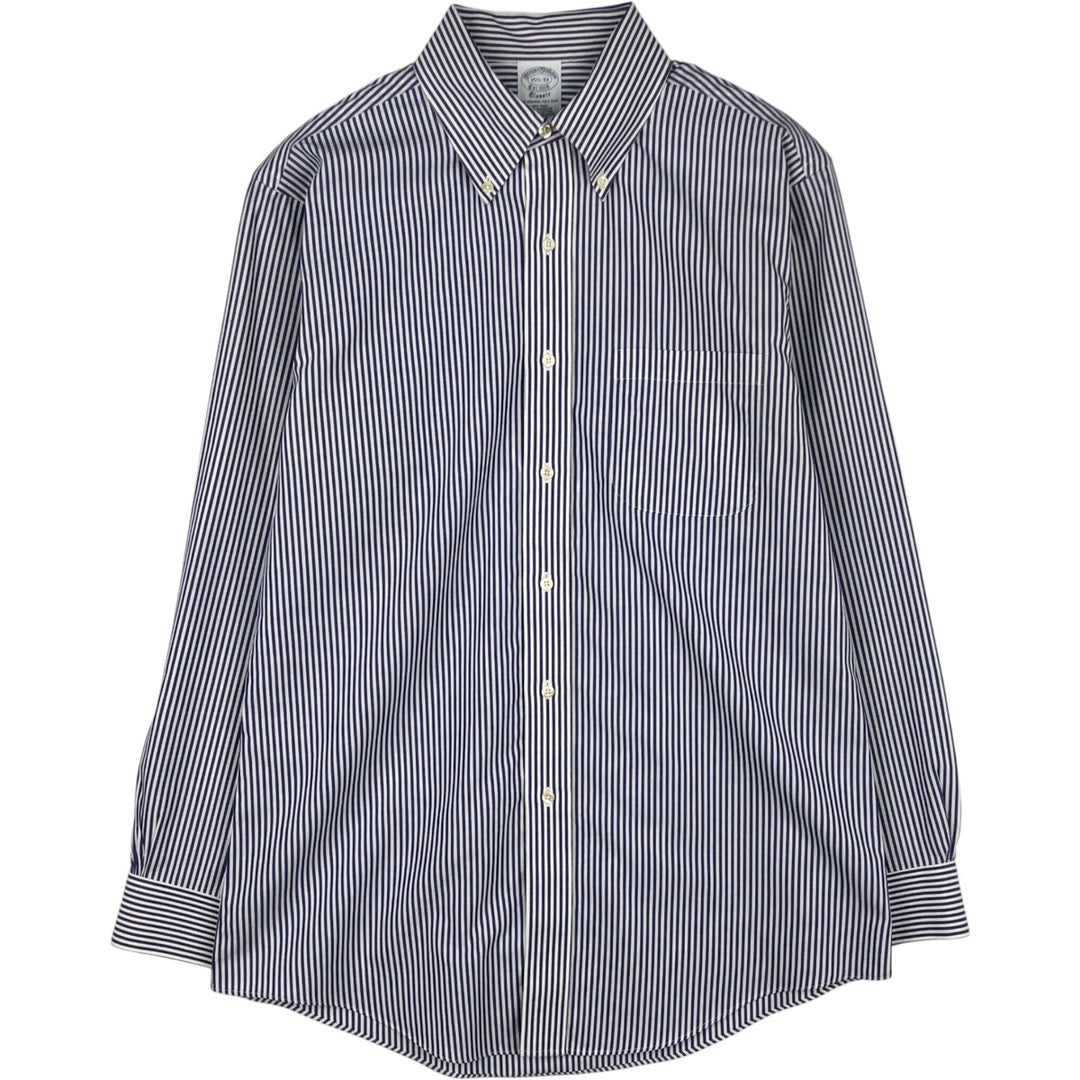 Brooks Brothers Est.1818 Classic Short-Sleeve Button-Down Striped Shirt, Men's Size M (approx.) Supima Cotton white type Vintage Second Hand