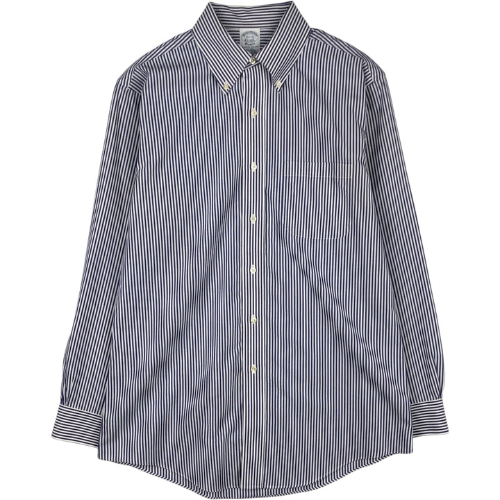 Brooks Brothers Est.1818 Classic Short-Sleeve Button-Down Striped Shirt, Men's Size M (approx.) Supima Cotton white type Vintage Second Hand